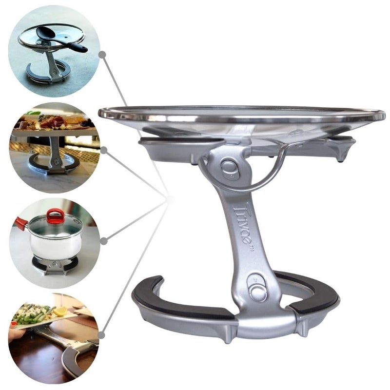 Trivae Lid Holder and Pot Holder with Unique Trivet and Cake Stand Function  4 in 1 Kitchen Accessory for The Cooking Lover