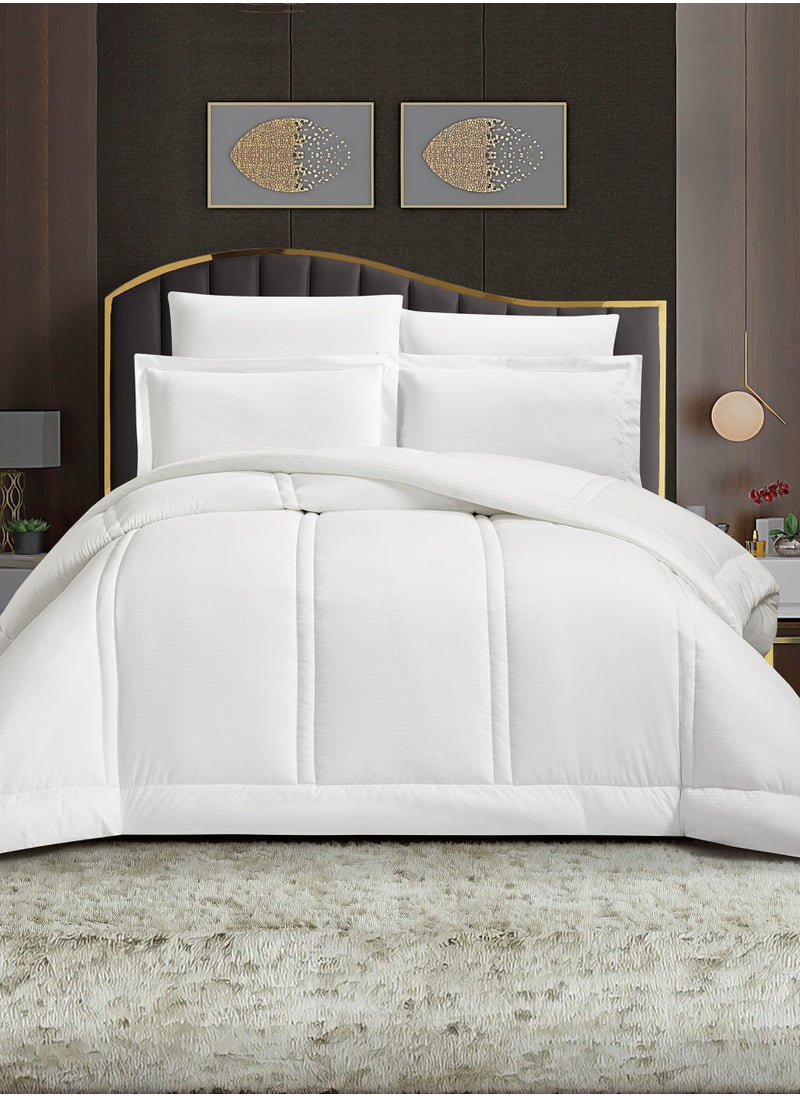 Donetella Bedding Comforter Set Single  Size, 4-Pcs Bed Set Fits 120x200 Cms -Hotel Striped  Bedding Set-All Season- Brushed Microfiber (طقم مفرش سرير فندقي)  - Image 1