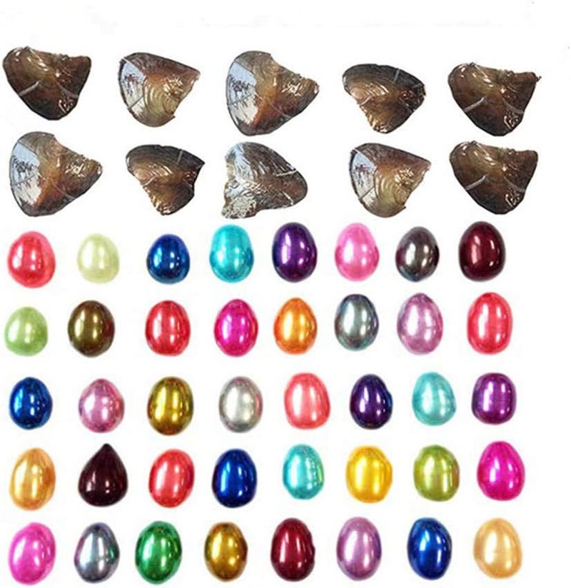 woobles 6 Pcs Mix-Colored Pearls in Vacuum-Packing Freshwater Oyster for DIY Jewelry Making (Pack of 10) 10 PCS Oyster - Image 1