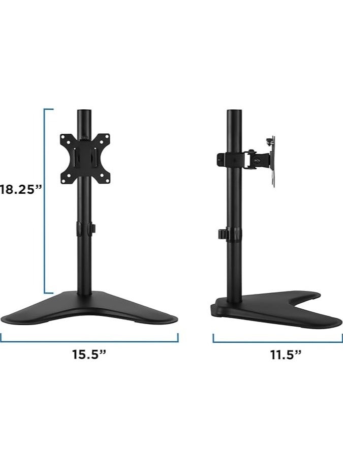 erorex Single Monitor Desk Stand, Holds Screens up to 32 inch Regular and 38 inch Ultrawide, Freestanding VESA Steel Mount Base, Adjustable Height, Tilt, Swivel, Rotation, Black, STAND 91-LDT12T01 - Image 2