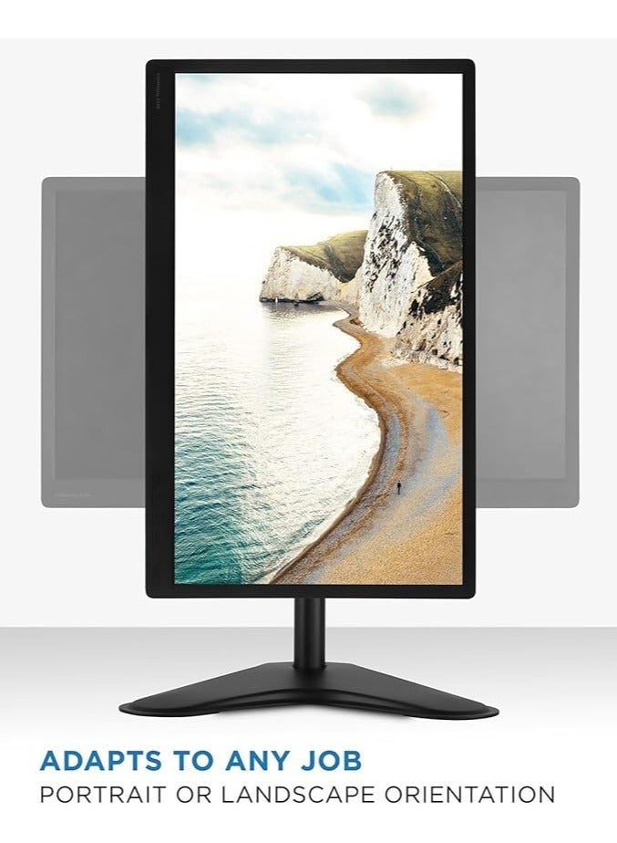 erorex Single Monitor Desk Stand, Holds Screens up to 32 inch Regular and 38 inch Ultrawide, Freestanding VESA Steel Mount Base, Adjustable Height, Tilt, Swivel, Rotation, Black, STAND 91-LDT12T01 - Image 4