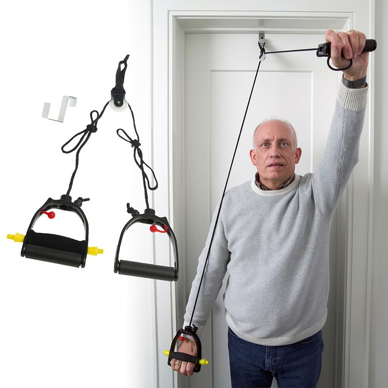 Lifeline Multi-Use Shoulder Pulley, Black, Deluxe, With Metal Bracket Door Attachment - Image 2