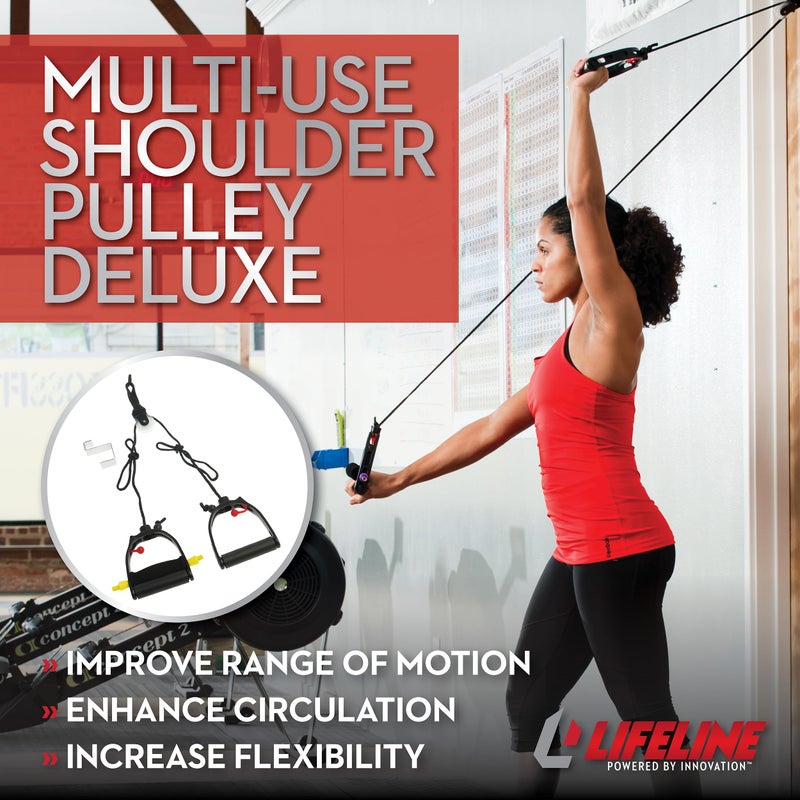 Lifeline Multi-Use Shoulder Pulley, Black, Deluxe, With Metal Bracket Door Attachment - Image 3