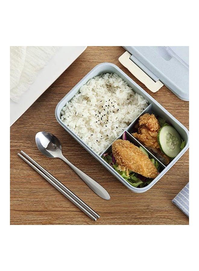 Leakproof Bento Box With 3 Compartment Lunch Blue 21x7x14cm - Image 2