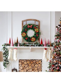 iDream Christmas Wreath 35cm - Festive Holiday Decoration with Lush Greenery, Red Berries - Perfect for Front Door, Wall or Fireplace Decor (Style 3)  - Image 4