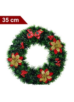 iDream Christmas Wreath 35cm - Festive Holiday Decoration with Lush Greenery, Red Berries - Perfect for Front Door, Wall or Fireplace Decor (Style 3)  - Image 2