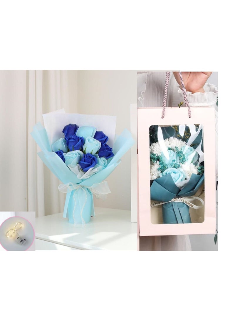 Preserved Rose Bouquet, Artificial Flower Bouquet with Gift Box for Christmas, Couples, Birthdays with Yellow Silk 1.5m