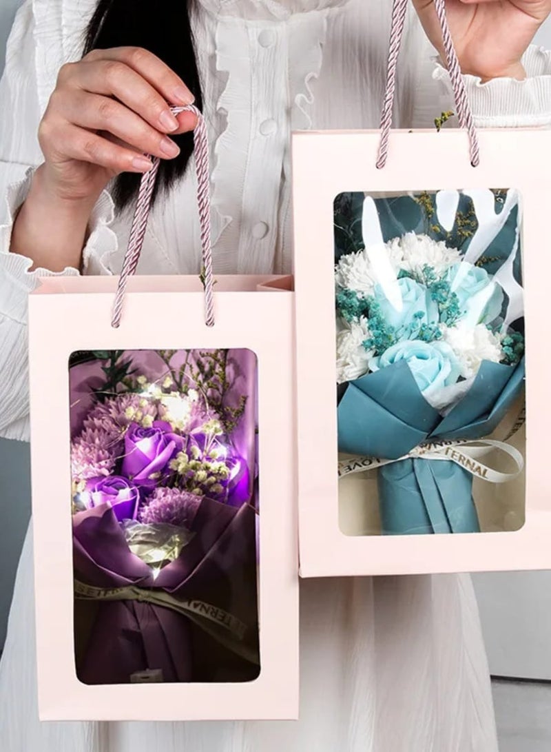 Preserved Rose Bouquet, Artificial Flower Bouquet with Gift Box for Christmas, Couples, Birthdays with Yellow Silk 1.5m