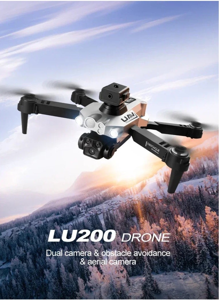 ارواق - LU200 Drone - 4K GPS احترافي للتصوير الجوي واي فاي وتحديد التدفق البصري بأربعة اتجاهات لتجنب العوائق كوادكوبتر للأطفال (3 بطاريات) - Image 1