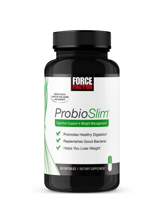 ProbioSlim Force Factor ProbioSlim Probiotics for Women and Men, Probiotics for Digestive Health to Reduce Bloating, Gas, & Occasional Diarrhea, with Prebiotics, LactoSpore, & Green Tea for Energy, 60 Capsules  - Image 1