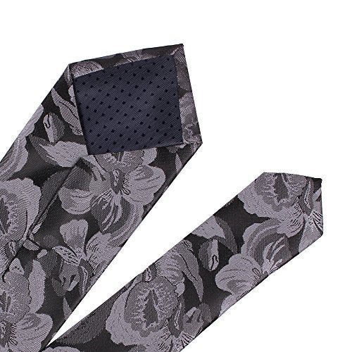 Secdtie Mens Narrow Grey Black Silk Ties Adult Formal Sunny Self Modern Necktie Dad Gift - Image 5