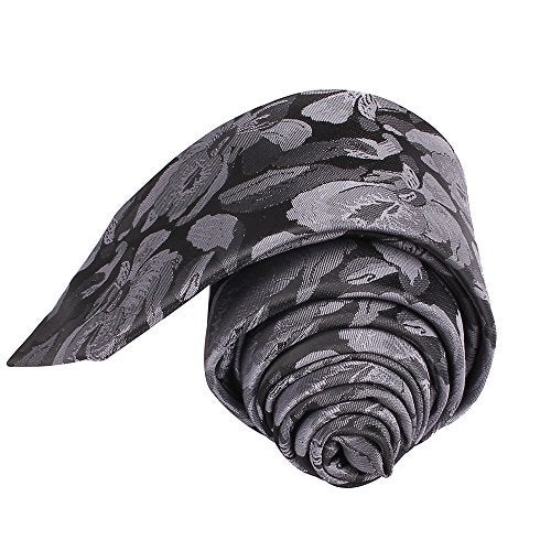 Secdtie Mens Narrow Grey Black Silk Ties Adult Formal Sunny Self Modern Necktie Dad Gift - Image 2