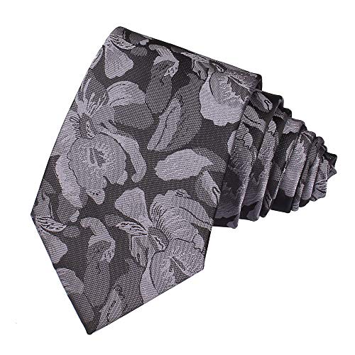 Secdtie Mens Narrow Grey Black Silk Ties Adult Formal Sunny Self Modern Necktie Dad Gift - Image 1