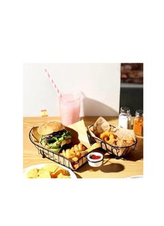 Spaceshoop French Style Metal Mesh Food Serving Basket, Boat-Shaped Stand, Black Iron Wire Rack for Fries, Snacks  - Image 5
