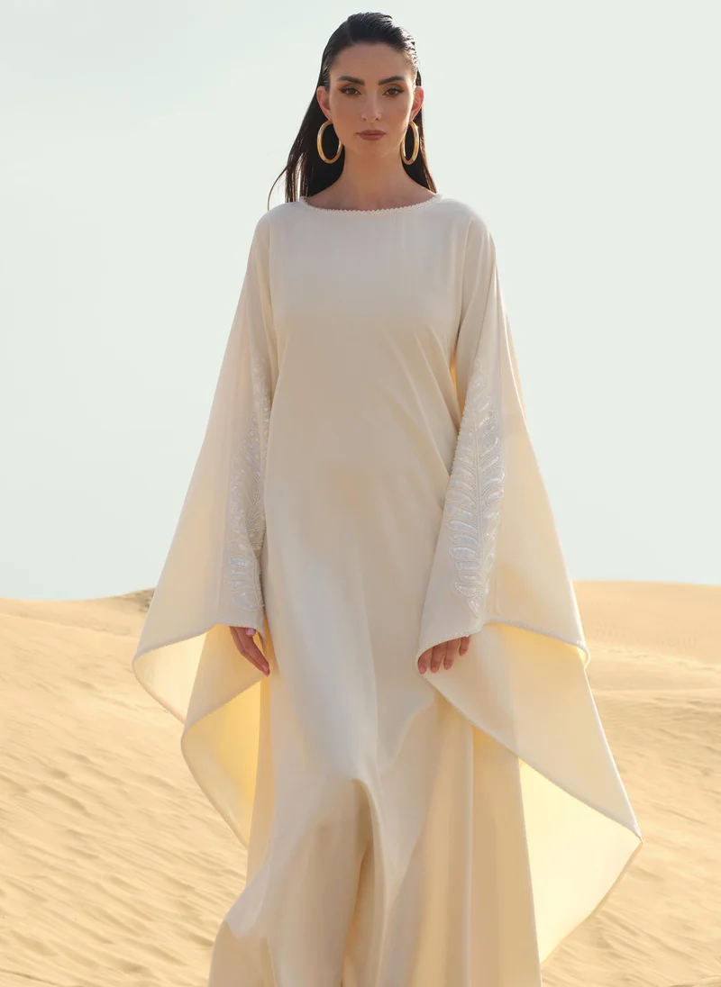 Lichi Loose maxi dress with sleeves embroidery