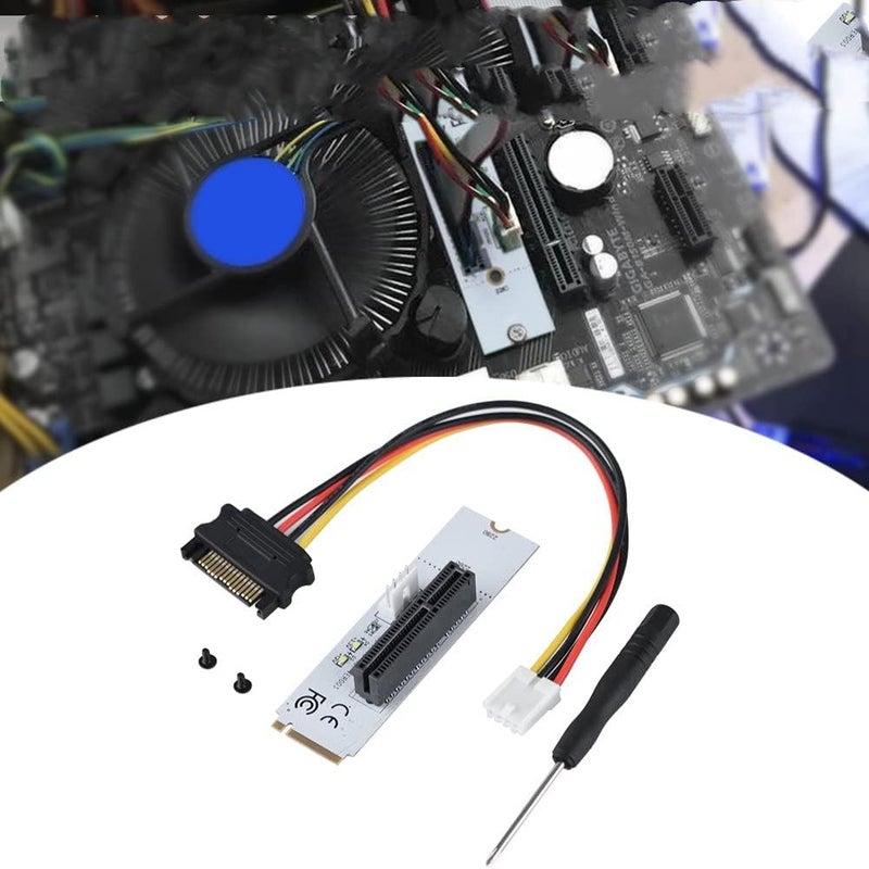 klarako Ngff to Pci-e 4X Adapter, NGFF M.2 Key M to PCI-E 4X Riser Card Adapter w/LED Voltage Indicator for Miner Mining(#1) - Image 1
