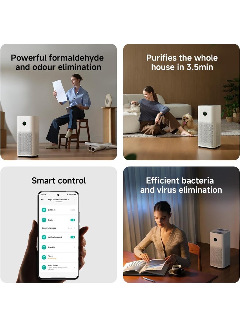 Xiaomi Smart Air Purifier 6, High CADR 443m³/h, Covers Rooms Up to 87.5m², 5-in-1 HEPA Filtration, Smart App & Voice Control, Quiet Air Cleaner for Dust, Smoke, Pollen & Pet Dander AC-M25-SC White - Image 5