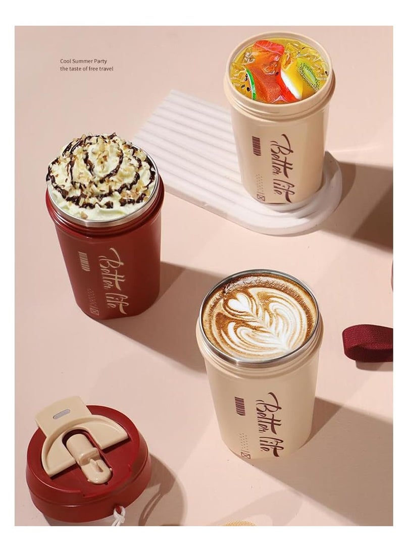 TYCOM Travel Coffee Mug 620 ML Stainless Steel Vacuum Ice and Hot Drinks Insulated Tumbler for Home Office Outdoor Works Beige.  - Image 4