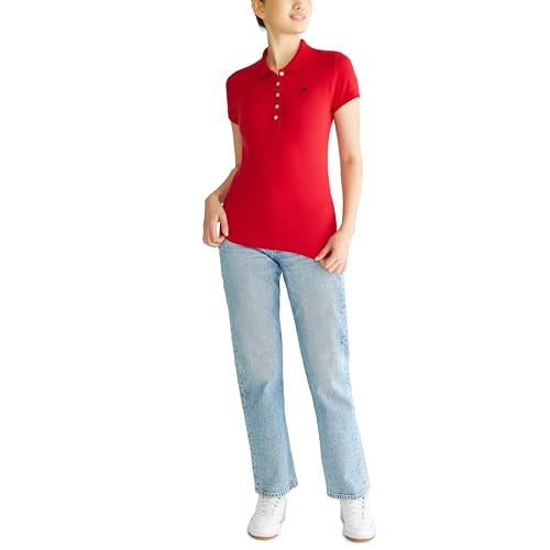 Aeropostale بولو أيروبوستال للنساء AERO Solid A87، أحمر حقيقي، صغير - Image 2