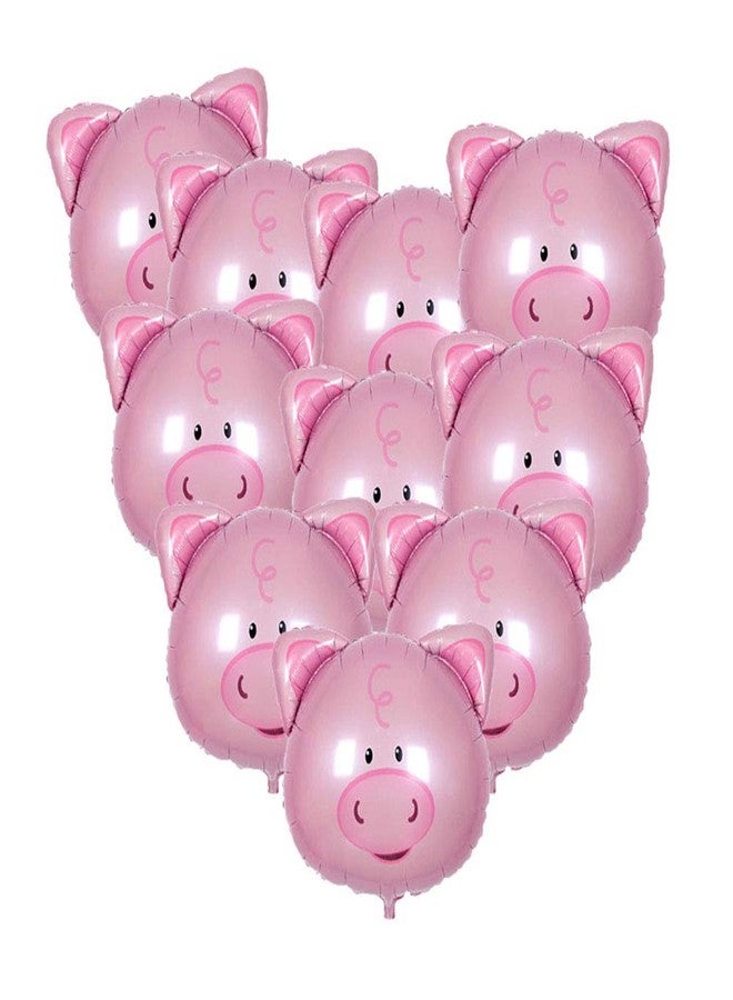 سوتشات بالونات Soochat Pig على شكل رأس خنزير وردية من الألومنيوم لتزيين حفلات أعياد الميلاد وحفلات الزفاف، 10 قطع - Image 1
