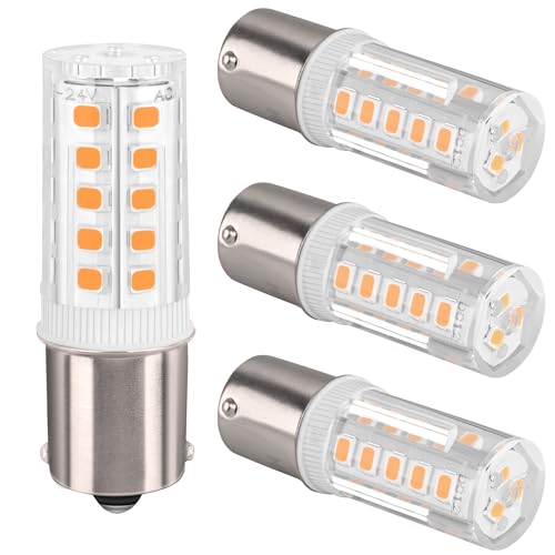 HRYSPN 4PCS BA15S LED bulb p21w 12V 24V 1141 LED Bulb Bayonet Single Contact Base for RV Camper Trailer Boat Trunk Interior Lights Warm White 3000K - Image 1