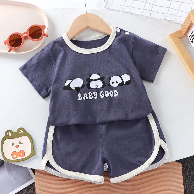 Infant Cotton T-Shirt Combo New Arrival Atk03 short set gray