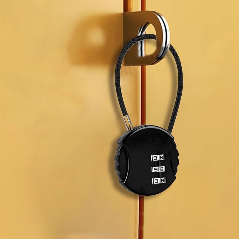 قفل سفر أسود مع رمز دائري رقمي سحاب ضد السرقة معدات حماية الأمتعة - Image 3