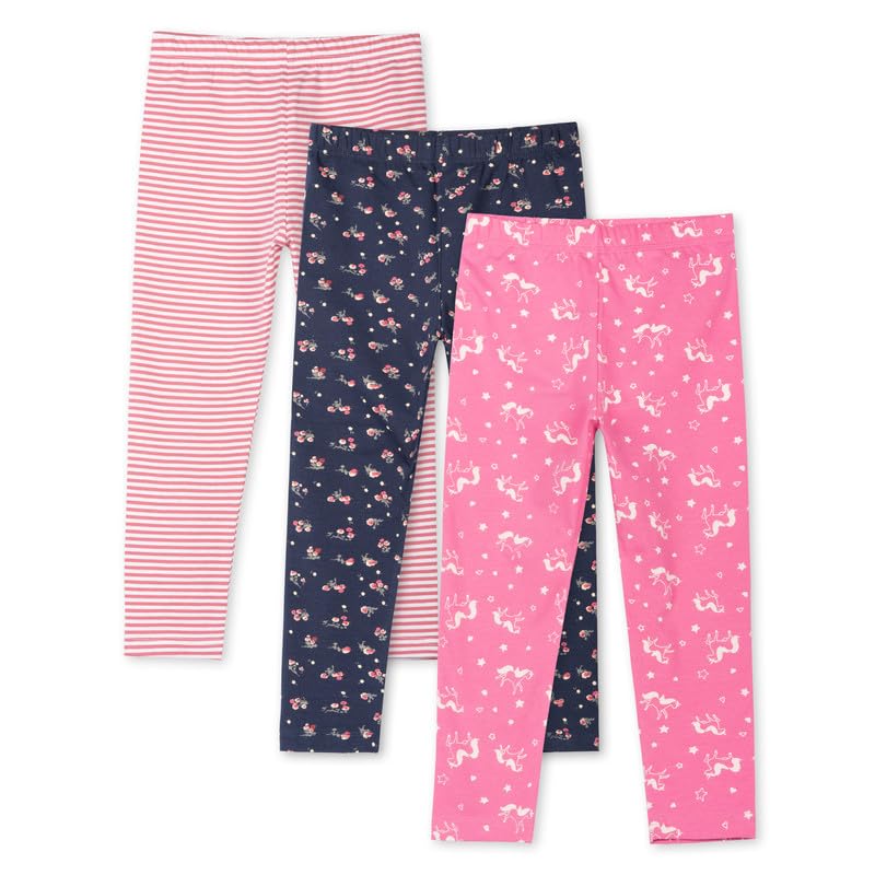 ARIEL Girls Cotton Printed Non-Transparent Regular Fit Ankle Length Leggings(AR-G-Leg-P3-910-(Pinkuni,Blue,PinkStr)_Multicolor_910 Years) - Image 3
