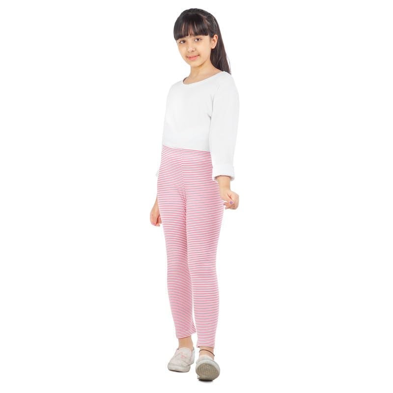 ARIEL Girls Cotton Printed Non-Transparent Regular Fit Ankle Length Leggings(AR-G-Leg-P3-910-(Pinkuni,Blue,PinkStr)_Multicolor_910 Years) - Image 4