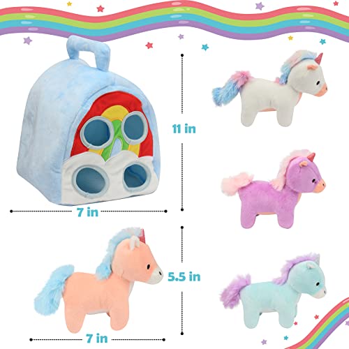 Hopearl Magic Unicorn House Interactive Plush Toy Set Fun Playhouse for Toddlers Early Learning Educational Gift for Kids Cute Pony Hide Seek Game 11 - Image 5