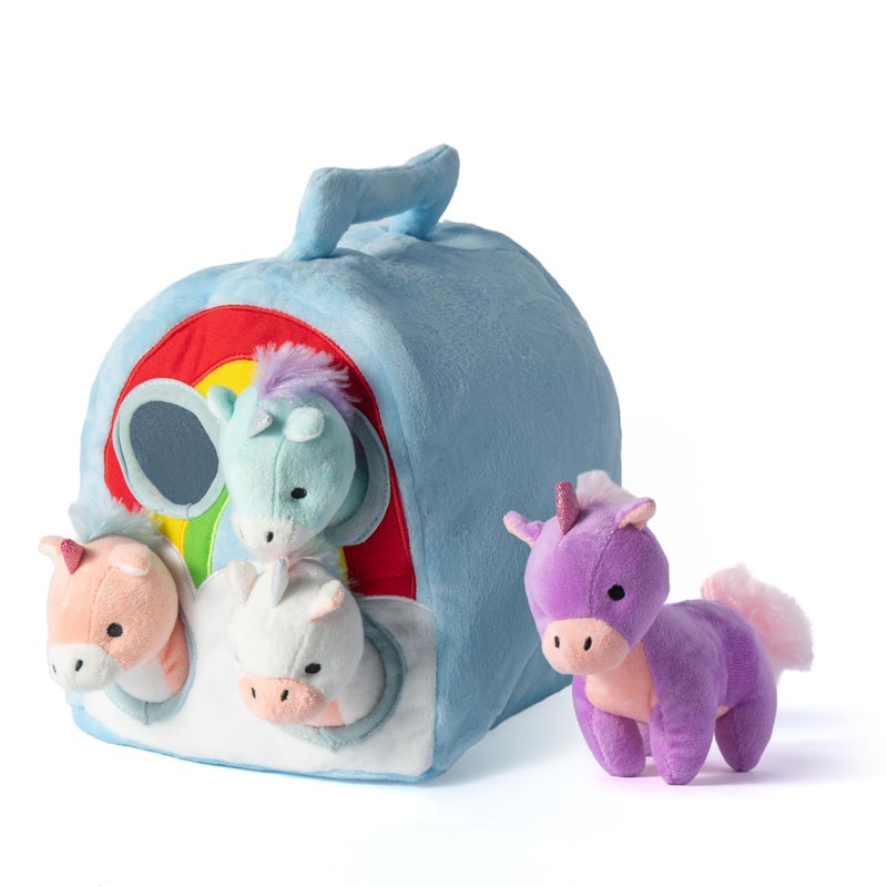 Hopearl Magic Unicorn House Interactive Plush Toy Set Fun Playhouse for Toddlers Early Learning Educational Gift for Kids Cute Pony Hide Seek Game 11 - Image 4