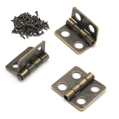 BokWin 50PCS Mini Hinge for Wooden Jewelry Box Mini Pure Copper Hinges Retro Hinges with 200 Pieces Replacement Screws for Crafts Wooden Box Jewelry Chest Cabinet DIY Accessories - 13 x 12 mm - Image 4