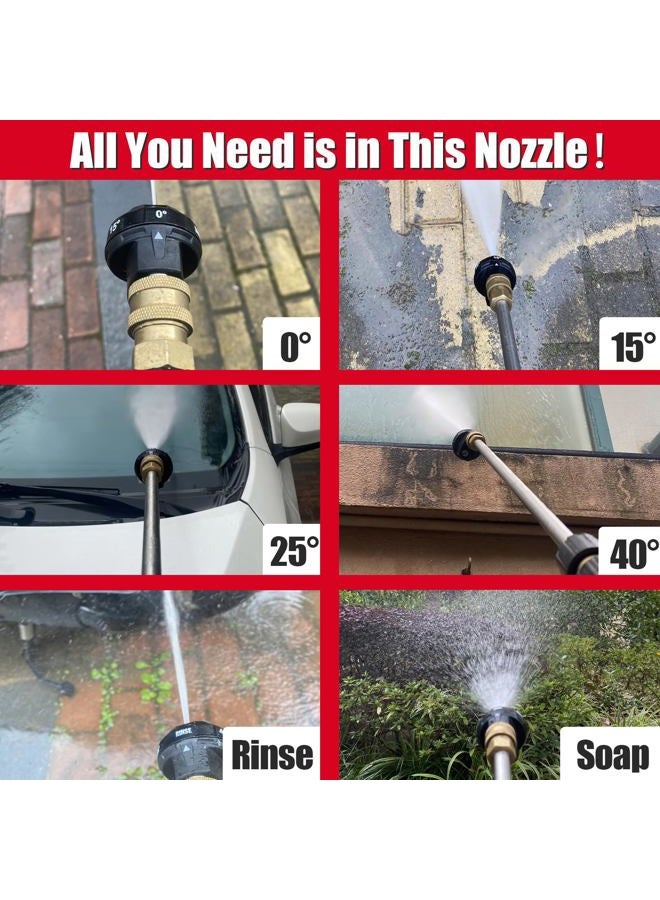 Meteor Blast Pressure Washer Spray Nozzle, 6-in-1 Quick Change over and Adjustable, 1/4 inch Quick Connector, MAX 4000PSI for Pressure Washer - Image 3