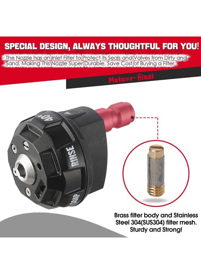 Meteor Blast Pressure Washer Spray Nozzle, 6-in-1 Quick Change over and Adjustable, 1/4 inch Quick Connector, MAX 4000PSI for Pressure Washer - Image 5