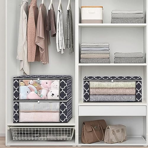 KIKA Non Woven Homs Mini 30L Foldable Clothes Storage Organizer Bags With Large Clear Window For Closet, Dorm, Pillows, Bedding, Clothes, Stuffed Toys, Blankets, Moroccan Grey - Image 5