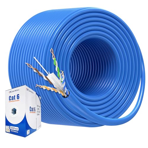 Cable Matters [UL Listed] 10Gbps in-Wall (CM) Rated 23AWG Bare Copper Cat 6 Cable - 500ft, Solid, UTP Cat6 Bulk Ethernet Cable, Cat6 Ethernet Cord, Blue - Image 1
