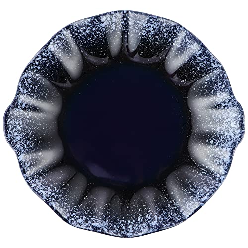 Sanbege Ceramic Decorative Dish, 10" Centerpiece Decor Tray, Jewelry Holder Plate with Ruffle Edge for Entryway, Kitchen, Bedroom, Living Room Decoration (Blue) - Image 2