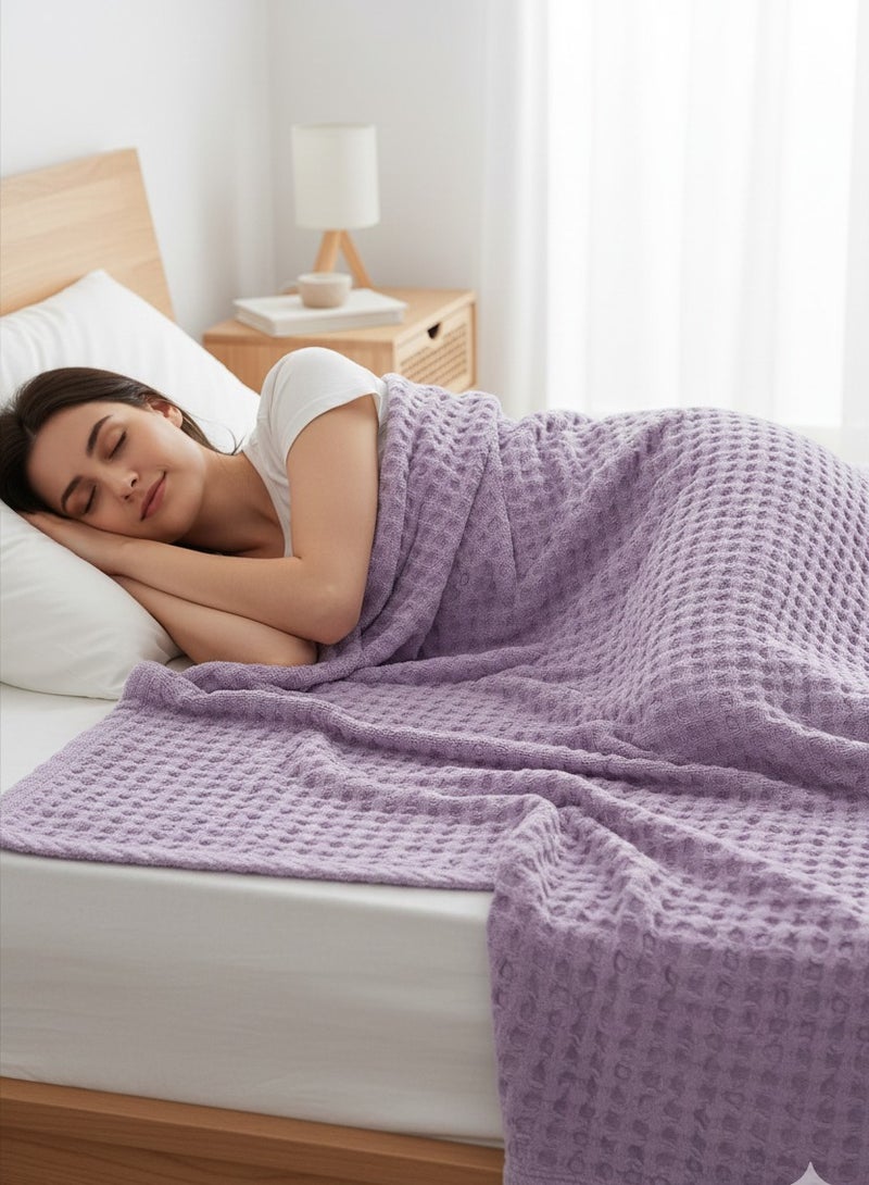 Nile Weave Elegant Egyptian Cotton Waffle Throw Blanket – ultra-soft, lightweight, and beautifully crafted. Enjoy luxurious comfort, breathable warmth, and timeless sophistication in any room. - Image 2