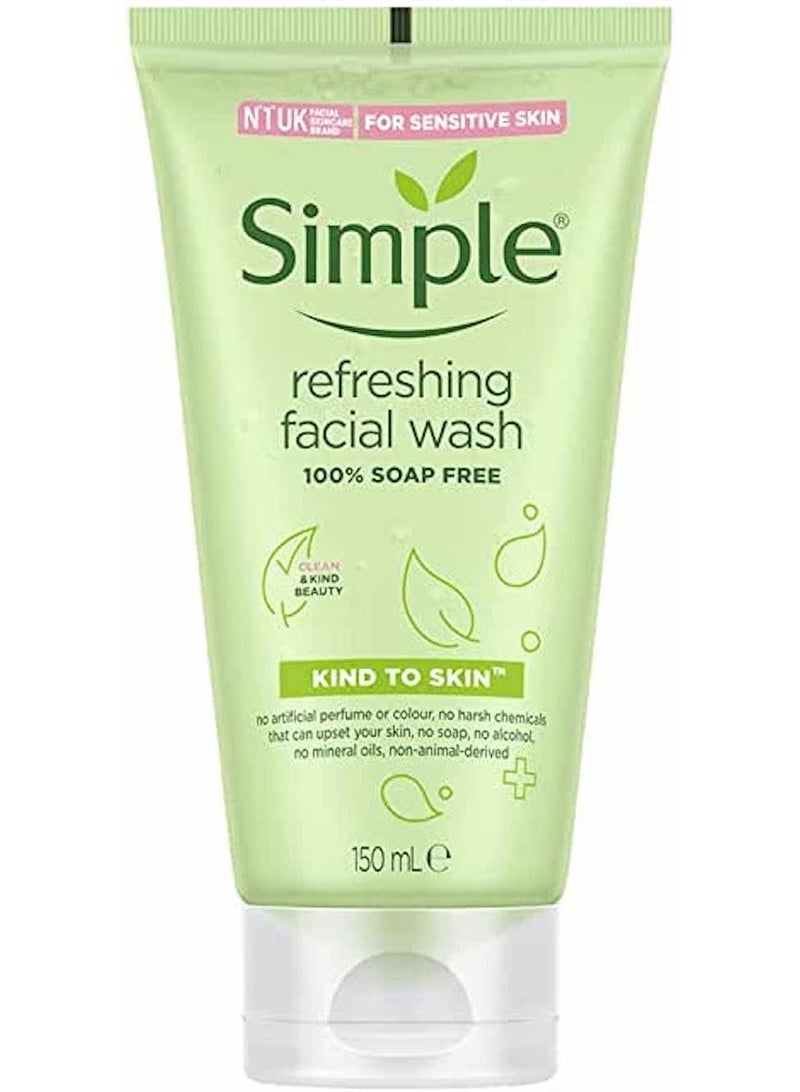 Simple Face Wash For Sensitive Skin Refreshing Soap Free 150ml - Image 1
