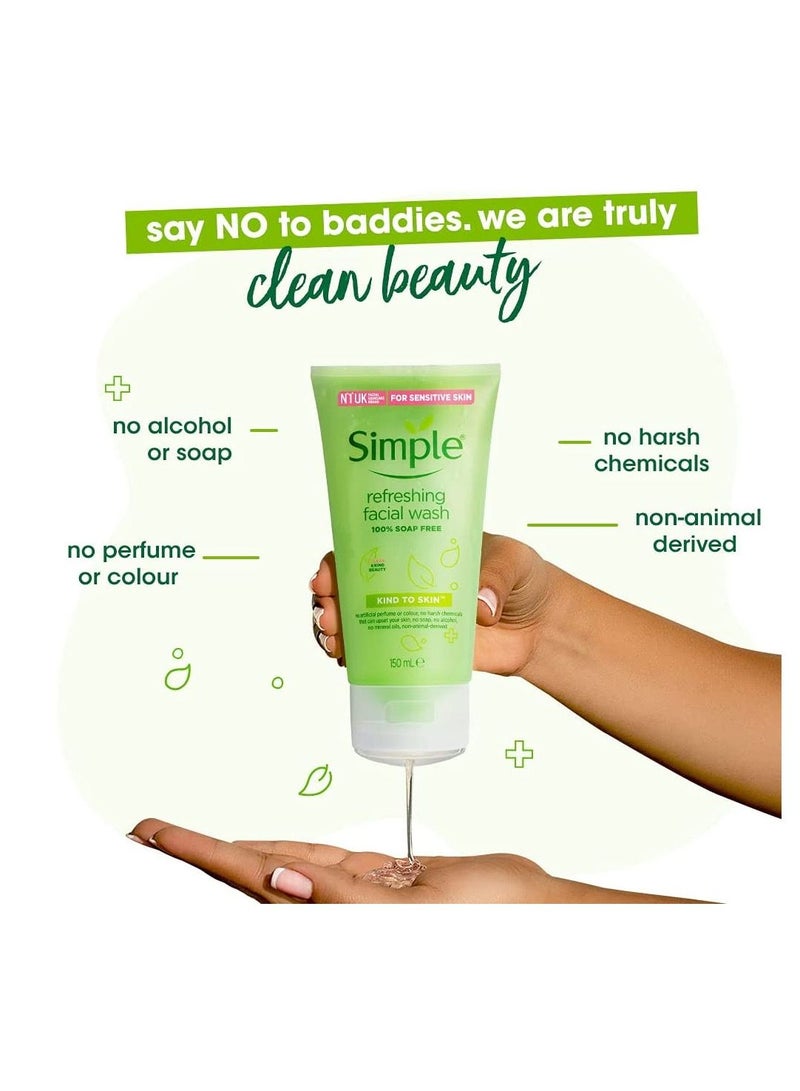 Simple Face Wash For Sensitive Skin Refreshing Soap Free 150ml - Image 2