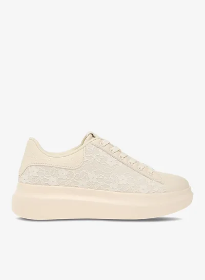 Celeste Women's Lace Textured Sneakers with Lace-Up Closure Ramadan Collection