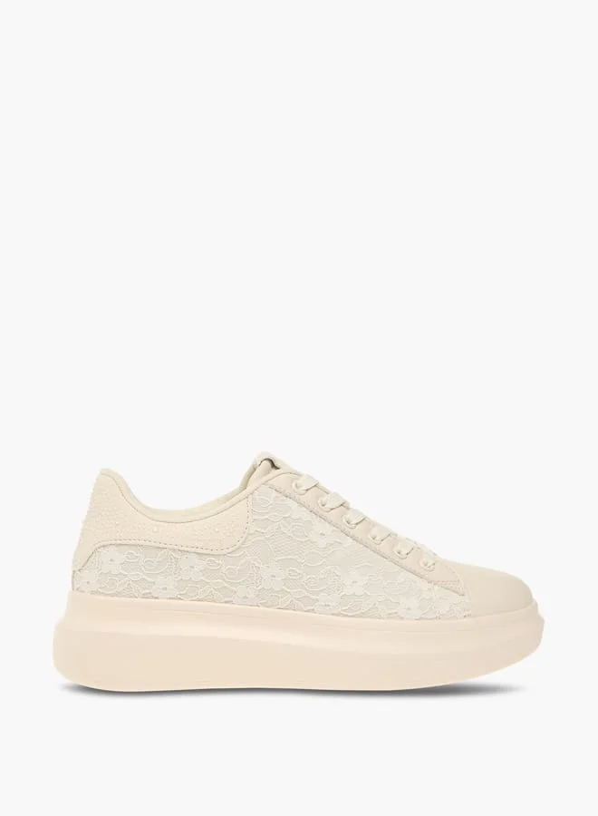 Celeste Women's Lace Textured Sneakers with Lace-Up Closure
