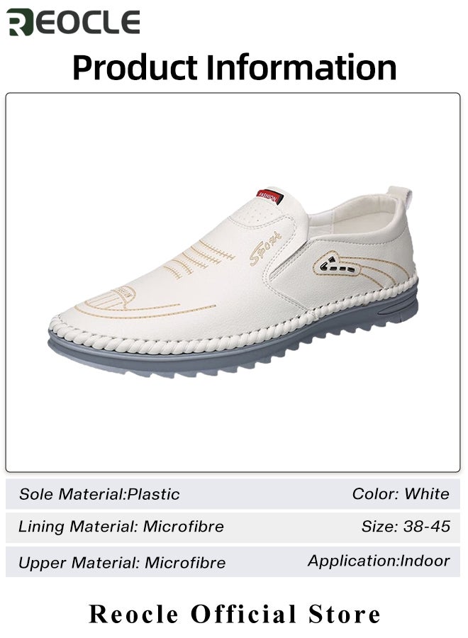 REOCLE Men's Loafers Comfy Slip-On Casual Walking Flats with Rubber Anti-slip Sole & Breathable PU Upper & Comfortable Insole Formal Business Dress Shoe - Image 2