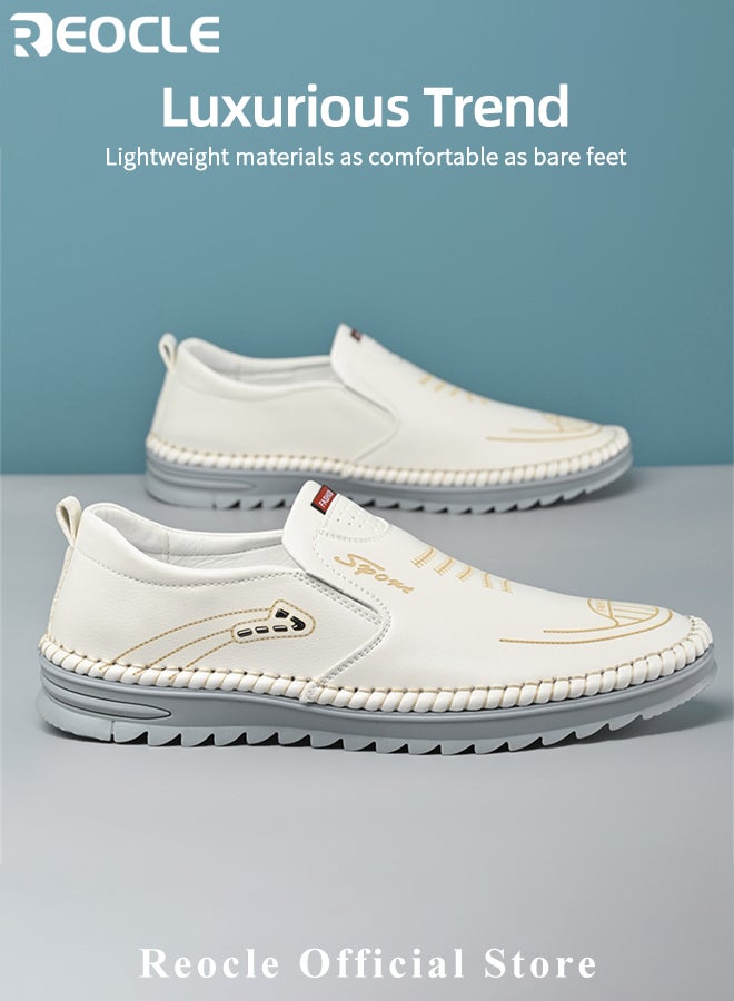 REOCLE Men's Loafers Comfy Slip-On Casual Walking Flats with Rubber Anti-slip Sole & Breathable PU Upper & Comfortable Insole Formal Business Dress Shoe - Image 3