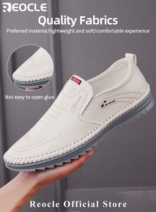 REOCLE Men's Loafers Comfy Slip-On Casual Walking Flats with Rubber Anti-slip Sole & Breathable PU Upper & Comfortable Insole Formal Business Dress Shoe - Image 4