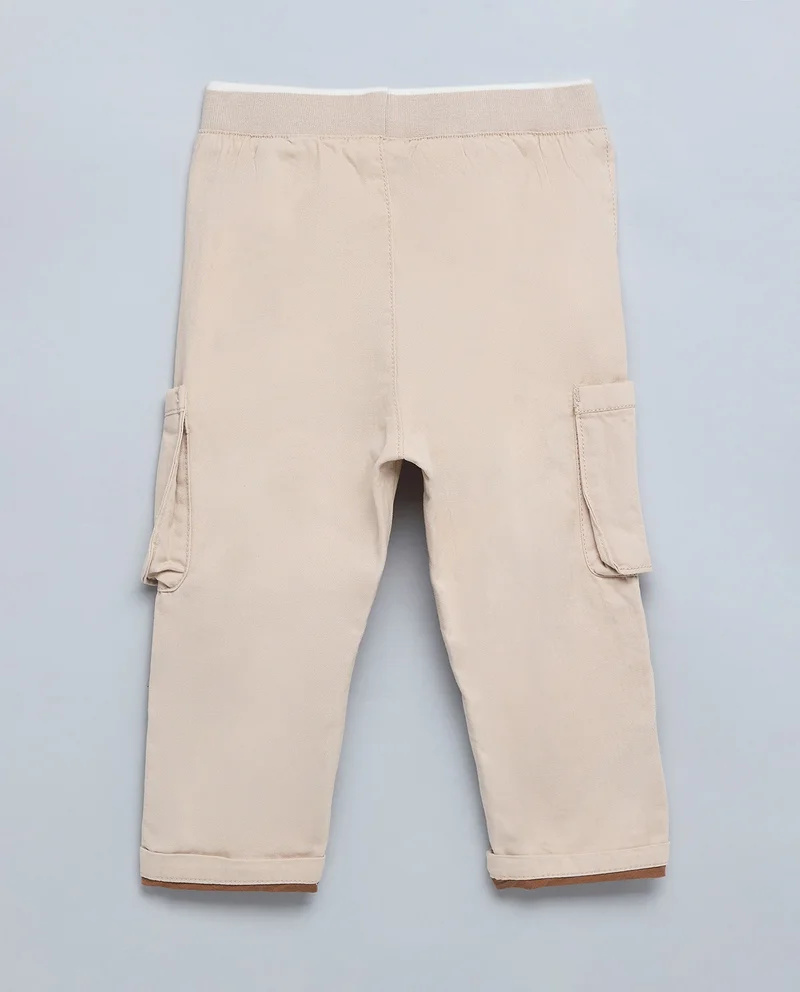 R&B Solid Cargo Pants with Drawstring Waist