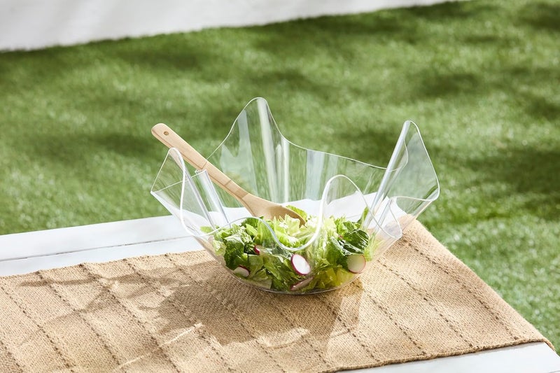 Mud Pie Acrylic Ruffle Bowl Set bowl 9 x 16 dia  spoon 11 - Image 2