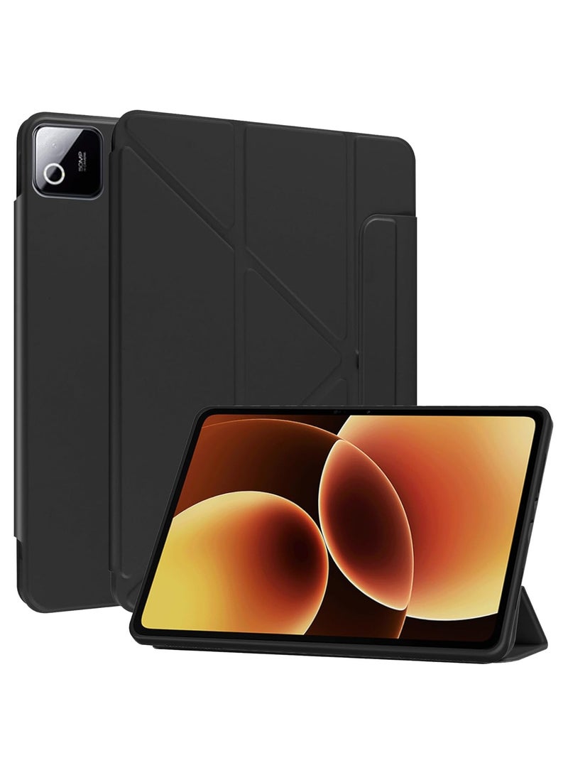CHEROSIN Tablet Case Compatible with Xiaomi Pad 8/ Xiaomi Pad 7 11.2 inch, Tablet Folio Cover with buckle, Y-fold Multi-angle Bracket, Drop-Resistant Anti-Scratch Protection Case, Auto Wake/Sleep (Black) - Image 1