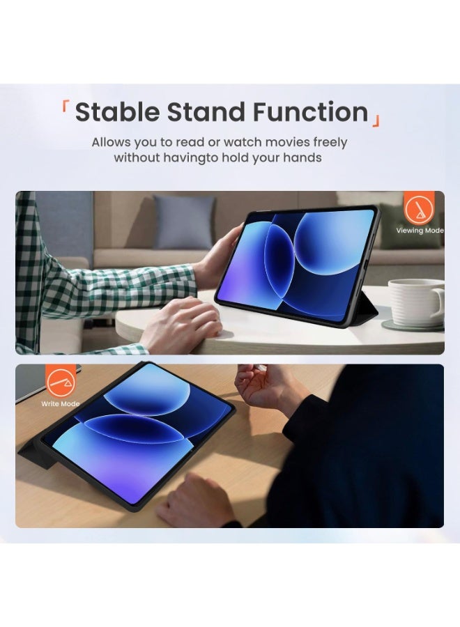 CHEROSIN Tablet Case Compatible with Xiaomi Pad 8/ Xiaomi Pad 7 11.2 inch, Tablet Folio Cover with buckle, Y-fold Multi-angle Bracket, Drop-Resistant Anti-Scratch Protection Case, Auto Wake/Sleep (Black) - Image 3