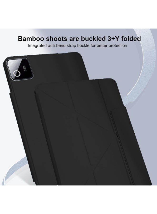 CHEROSIN Tablet Case Compatible with Xiaomi Pad 8/ Xiaomi Pad 7 11.2 inch, Tablet Folio Cover with buckle, Y-fold Multi-angle Bracket, Drop-Resistant Anti-Scratch Protection Case, Auto Wake/Sleep (Black) - Image 2